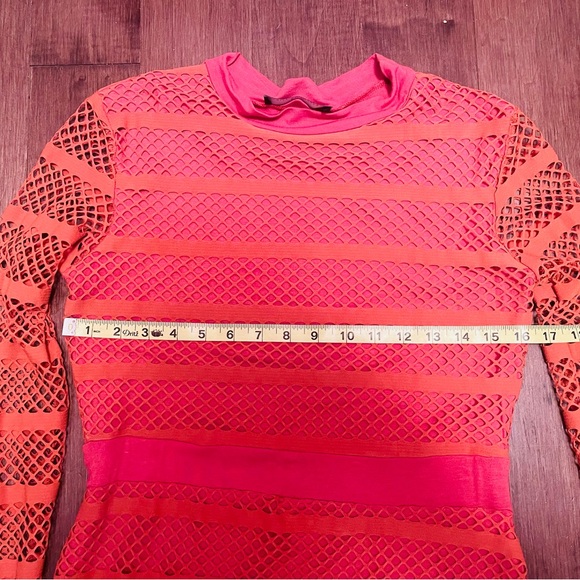 Coral Rust Fishnet Mini Dress - Picture 5 of 8